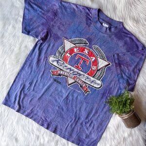 Vintage L Texas Rangers T-Shirt Short Sleeve Single Stitch Trench MFG 1991 MLB